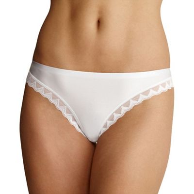 White invisible lace trim thong